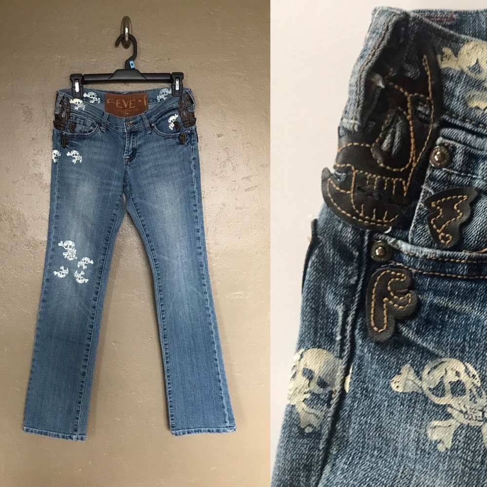 7 For All Mankind Skull Embellished Boyfriend Jean